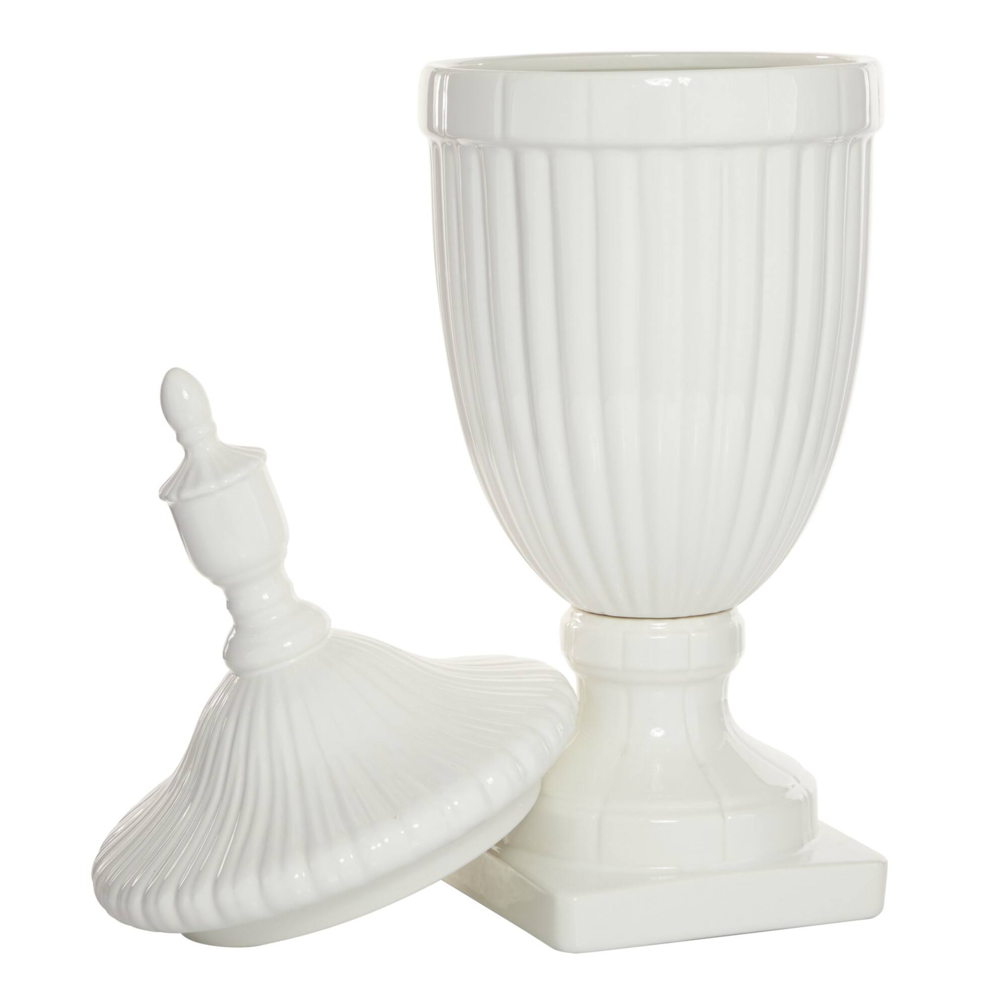 26" White Dolomite Country Decorative Urn